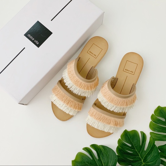 Dolce Vita Fringe Slide on Sandal with Wedge - Picture 2 of 6